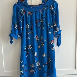 Floral Blue Dress with Short Sleeves - great for beach trips/festival season!
